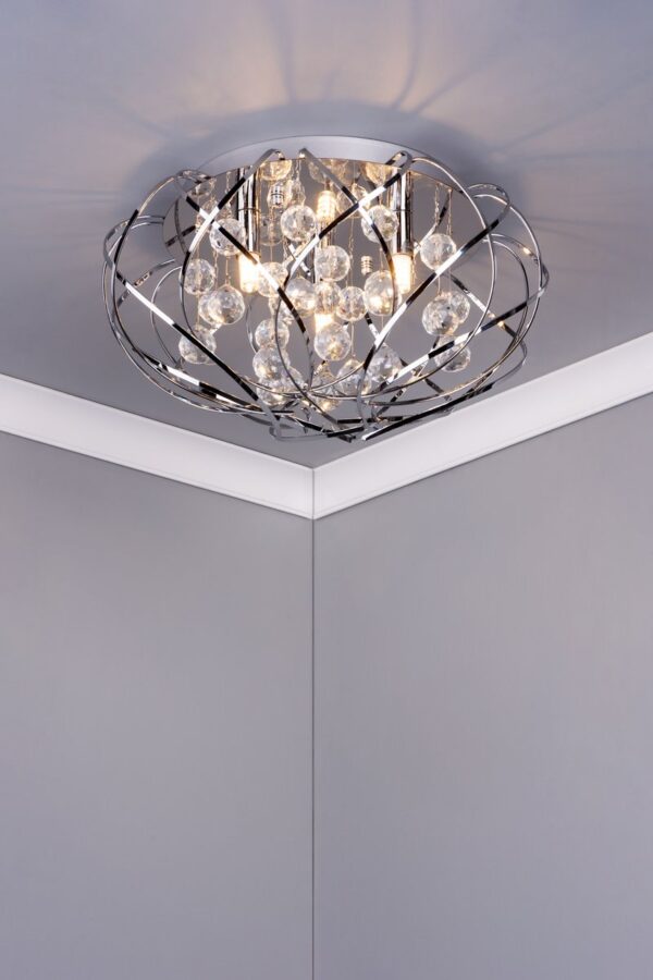 Davian 3 Light Flush Crystal & Polished Chrome - Image 6