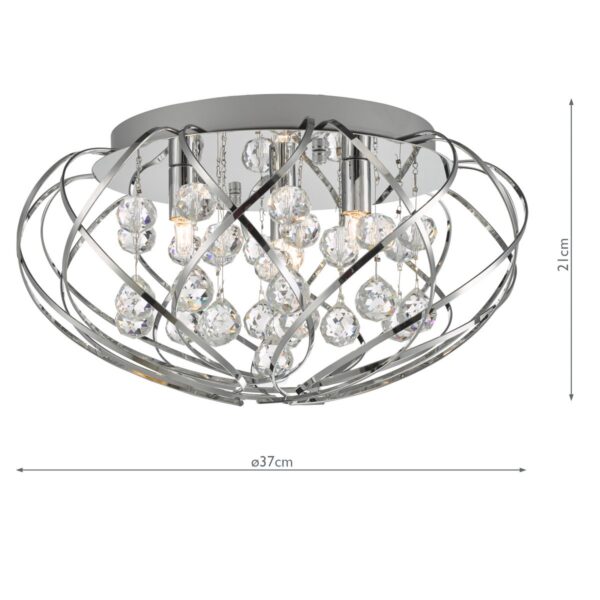 Davian 3 Light Flush Crystal & Polished Chrome - Image 8