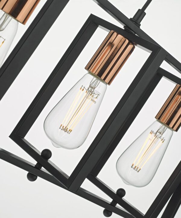 Dax 3 Light Bar Pendant Black & Polished Chrome - Image 2