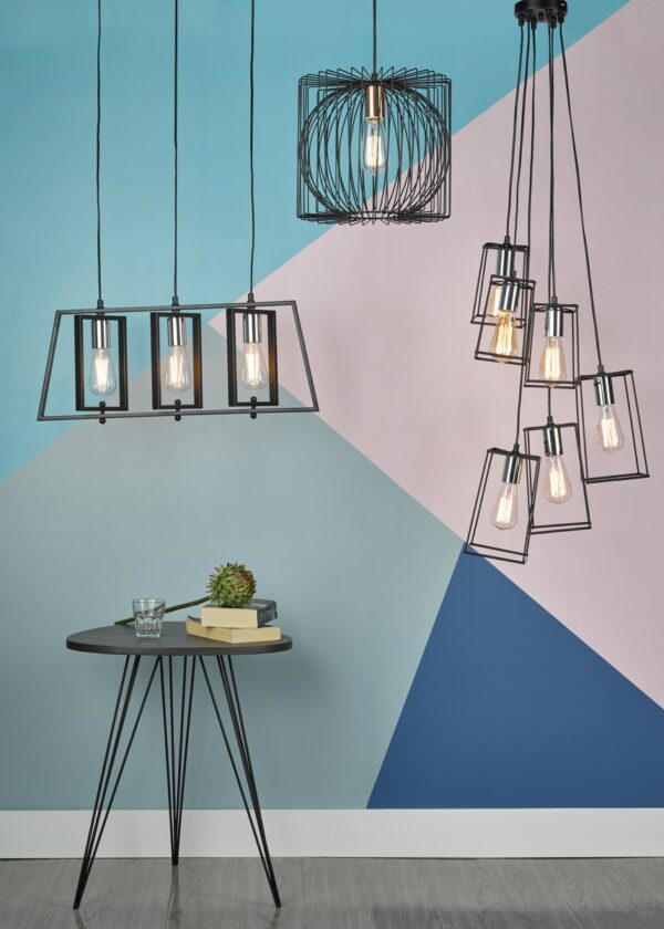 Dax 3 Light Bar Pendant Black & Polished Chrome - Image 6