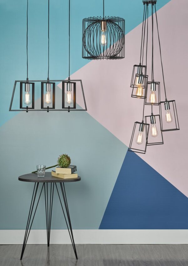 Dax 3 Light Bar Pendant Black & Polished Chrome - Image 9