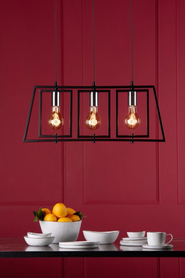 Dax 3 Light Bar Pendant Black & Polished Chrome - Image 10