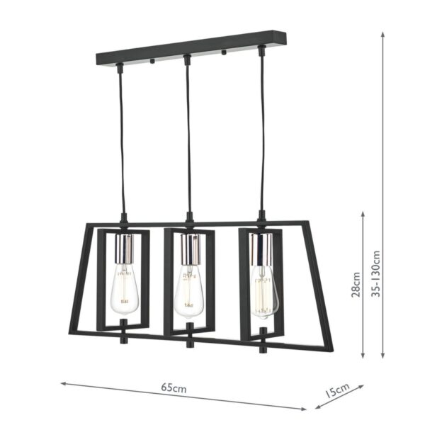 Dax 3 Light Bar Pendant Black & Polished Chrome - Image 11