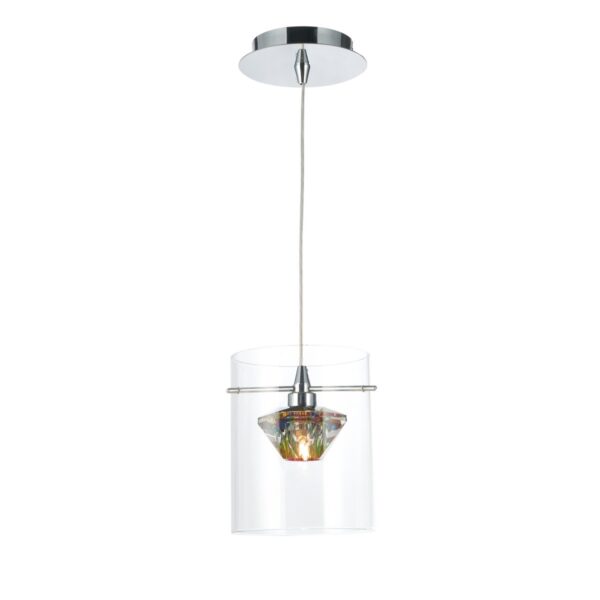 Decade 1 Light Pendant Polished Chrome/Clear - Image 2