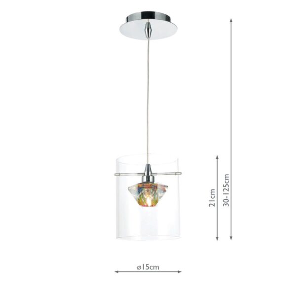 Decade 1 Light Pendant Polished Chrome/Clear - Image 6
