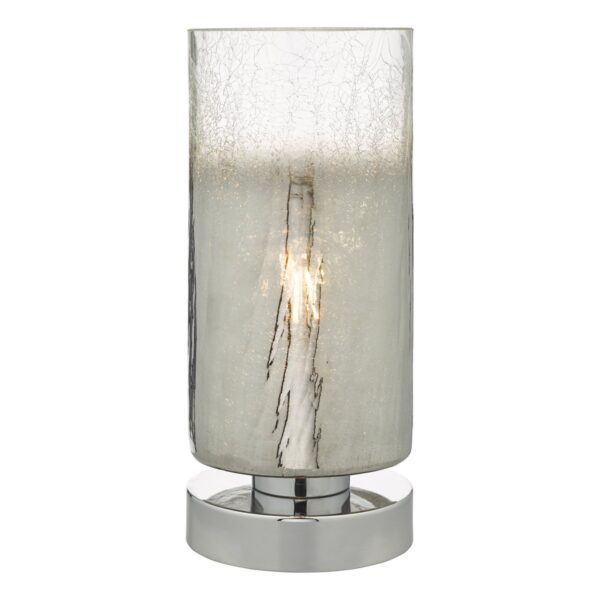 Deena Touch Table Lamp Polished Chrome Crackle Glass