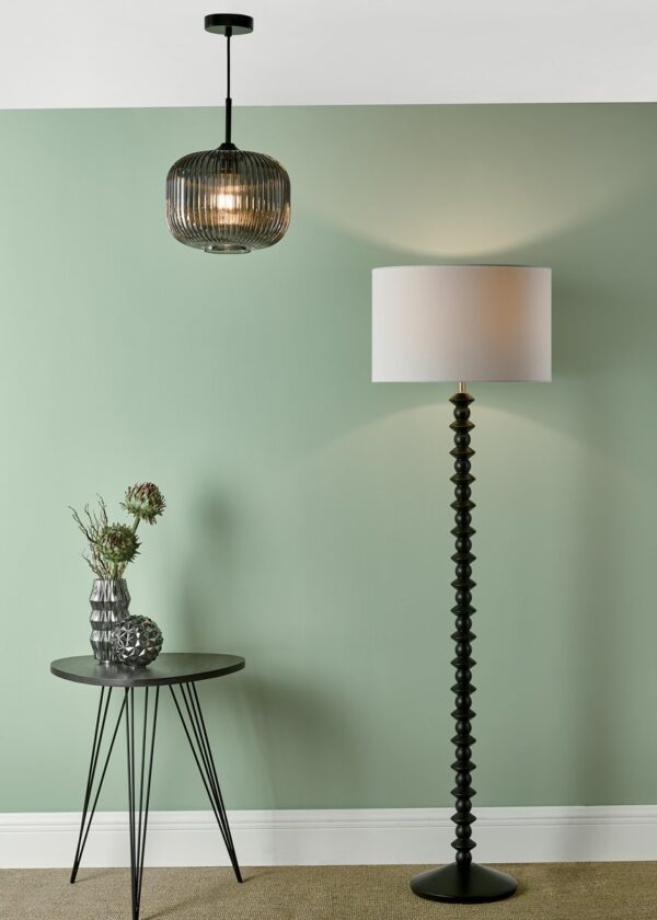 Demarius 1 Light Pendant Black and Smoked Glass - Image 7