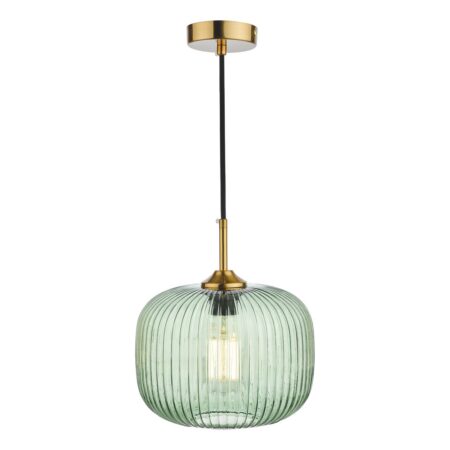 Demarius 1 Light Pendant Green Glass Bronze Detail