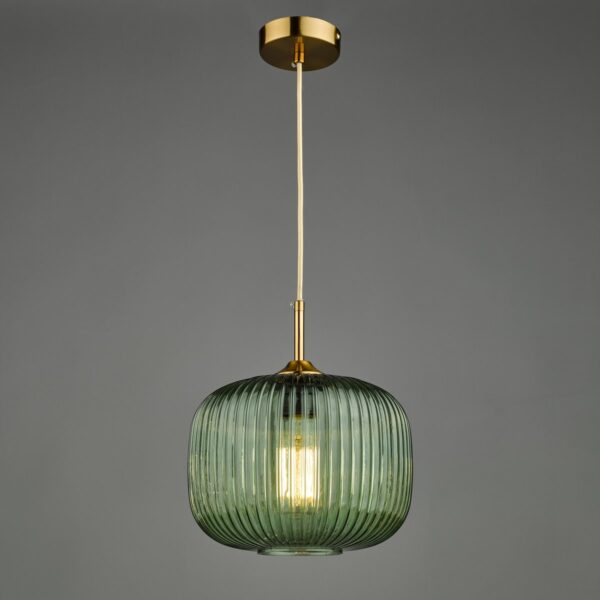 Demarius 1 Light Pendant Green Glass Bronze Detail - Image 5