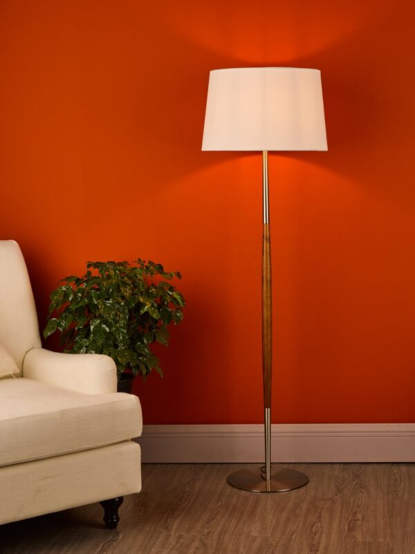 Detroit Floor Lamp Satin Nickel Walnut Detail Base Only - Image 7