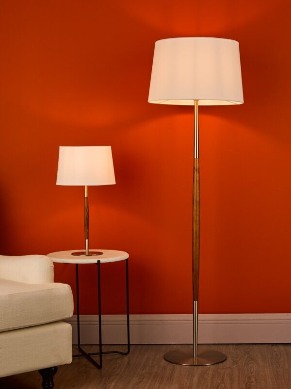 Detroit Floor Lamp Satin Nickel Walnut Detail Base Only - Image 8
