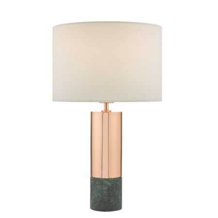 Digby Table Lamp Copper & Green Marble With Shade