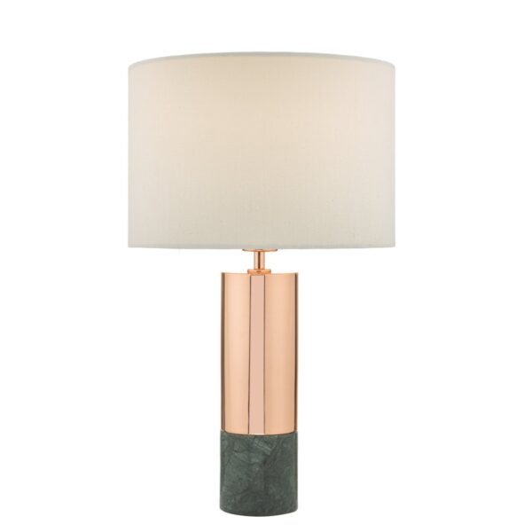 Digby Table Lamp Copper & Green Marble With Shade