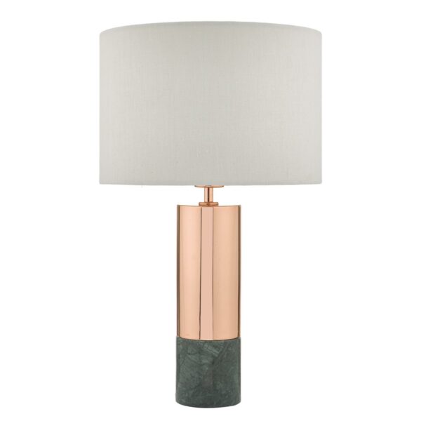 Digby Table Lamp Copper & Green Marble With Shade - Image 2