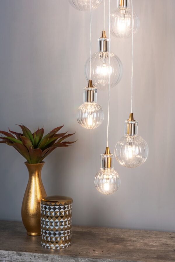 Dita 10 Light Cluster Pendant Brass & Glass - Image 6