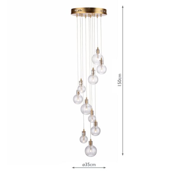 Dita 10 Light Cluster Pendant Brass & Glass - Image 7