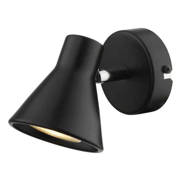 Diza Single Wall Spotlight Matt Black Polished Chrome - Image 3