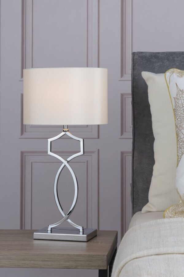 Donovan Table Lamp Polished Chrome complete with Shade - Image 6