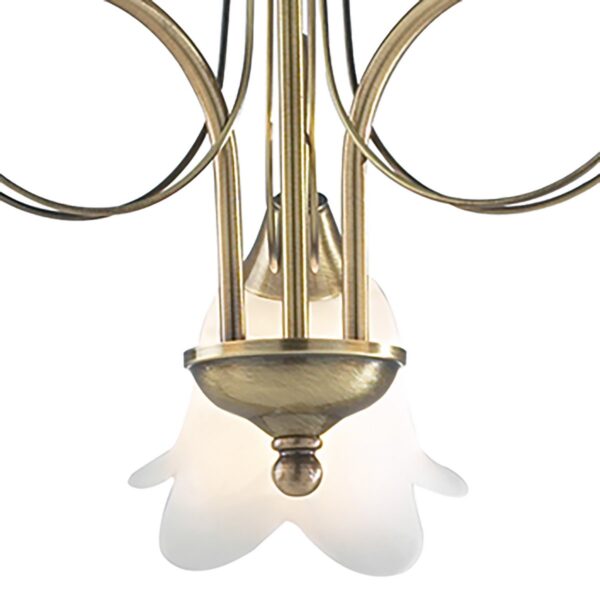 Doublet 3 Light Semi Flush Antique Brass complete with Alabaster Glass - Image 3