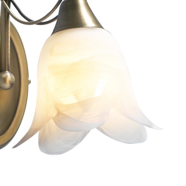 Doublet Wall Light Antique Brass Alabaster Glass - Image 3