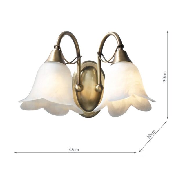 Doublet Double Wall Bracket Antique Brass complete with Alabaster Glass - Image 5