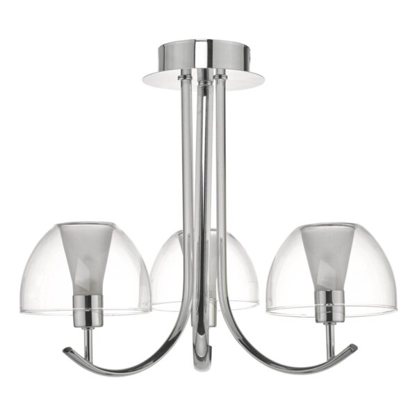 Duana 3 Light Semi Flush Polished Chrome & Glass - Image 2