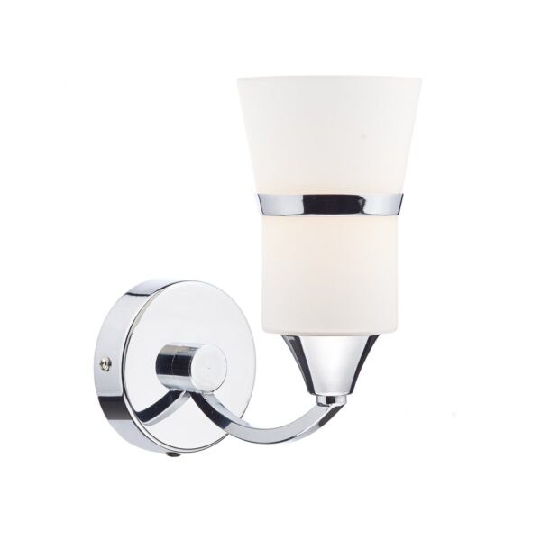 Dublin 2 Light Wall Light Polished Chrome Opal Glass