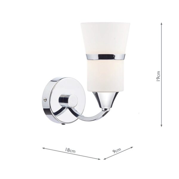Dublin 2 Light Wall Light Polished Chrome Opal Glass - Image 5