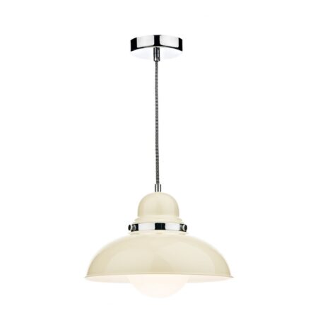 Dynamo 1 Light Pendant Cream and Polished Chrome