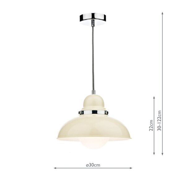 Dynamo 1 Light Pendant Cream and Polished Chrome - Image 8