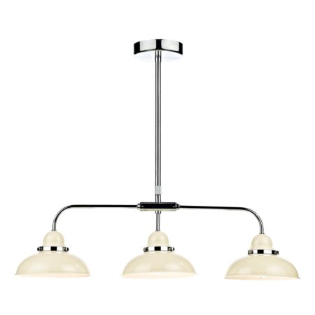 Dynamo 3 Light Bar Pendant Cream and Polished Chrome