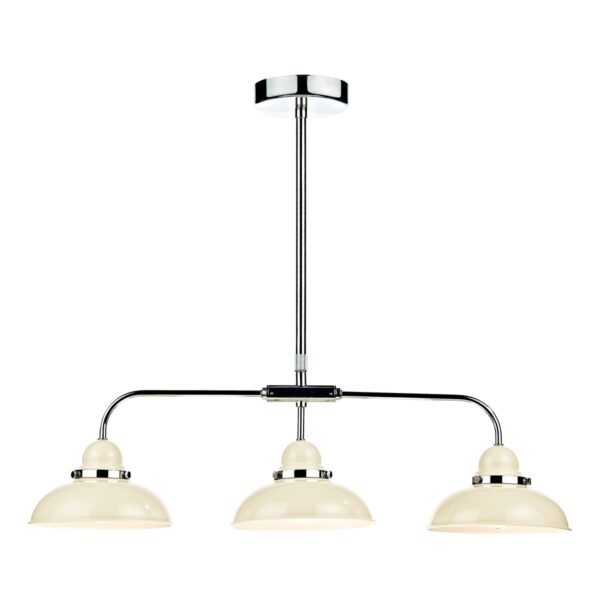 Dynamo 3 Light Bar Pendant Cream and Polished Chrome
