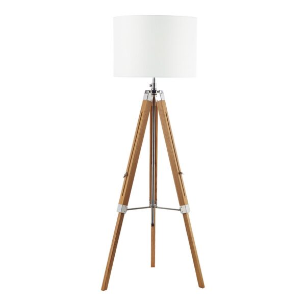 Easel Tripod Floor Lamp Light Wood Polished Chrome Base Only