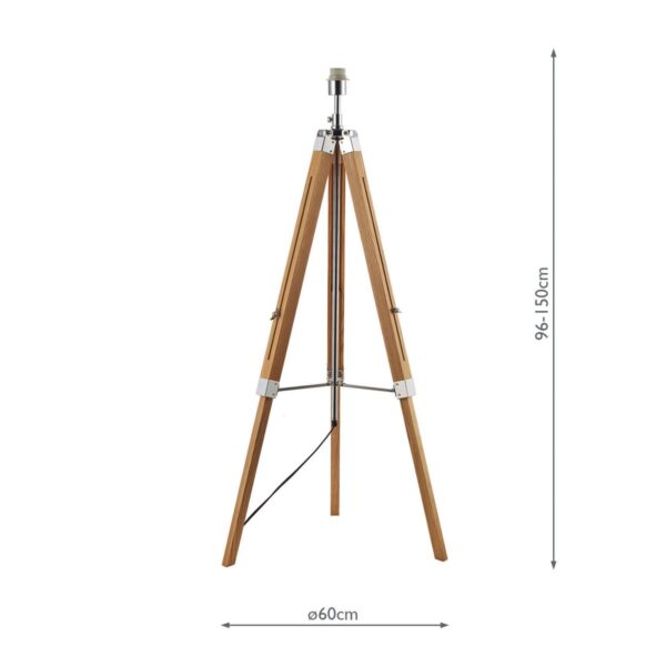 Easel Tripod Floor Lamp Light Wood Polished Chrome Base Only - Image 6