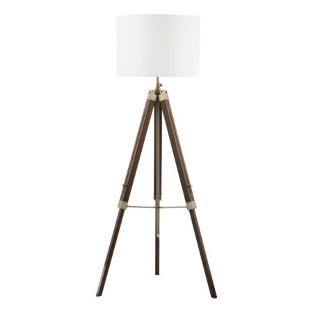 Easel Tripod Floor Lamp Dark Wood Antique Brass Base Only