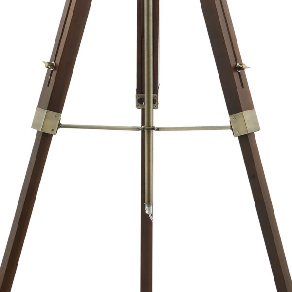 Easel Tripod Floor Lamp Dark Wood Antique Brass Base Only - Image 3