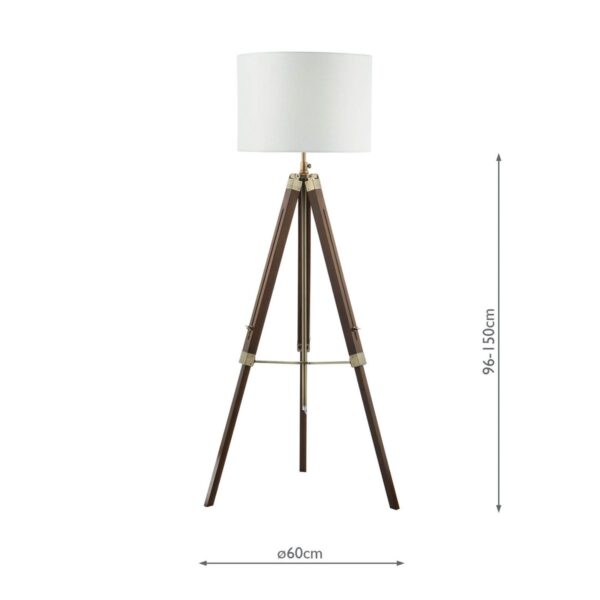 Easel Tripod Floor Lamp Dark Wood Antique Brass Base Only - Image 5