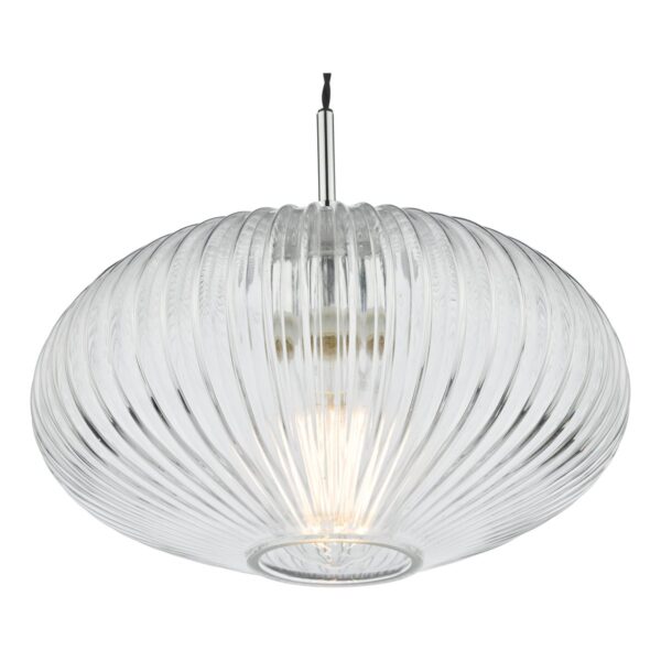 Edmond 1 Light Single Pendant Polished Chrome Ribbed Glass - Image 3