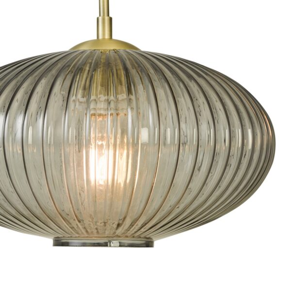 Edmond 1 Light Pendant Smoked Glass Antique Brass Detail - Image 5