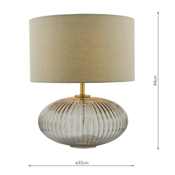 Edmond Table Lamp Smoked Glass Antique Brass Detail With Shade - Image 5