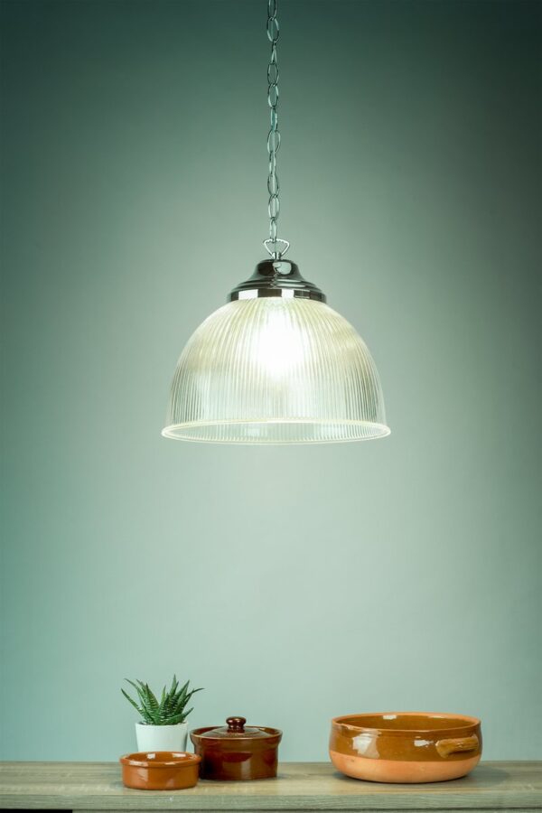 Edna Pendant Ribbed Glass Polished Chrome - Image 3