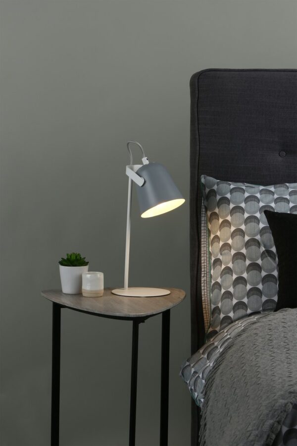 Effie Table Lamp Soft Matt Grey and White - Image 3