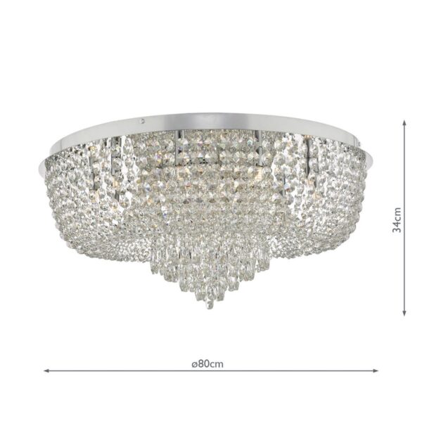 Eitan 12 Light Beaded Flush Clear and Polished Chrome - Image 8