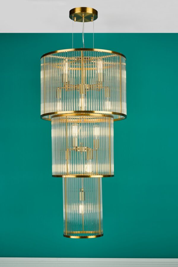 Eleanor 15 Light Chandelier Natural Brass Glass - Image 7
