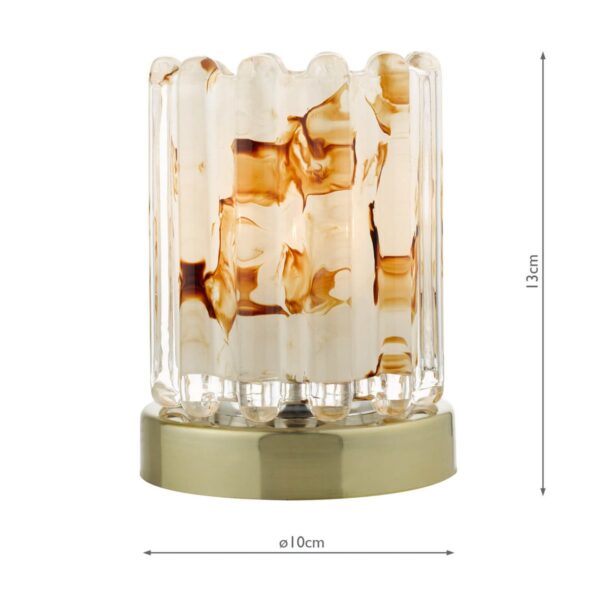 Elf Touch Table Lamp Antique Brass With Ribbed Amber Glass - Image 3