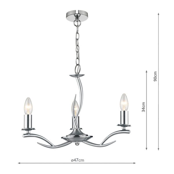 Elka 3 Light Pendant Satin Chrome - Image 6