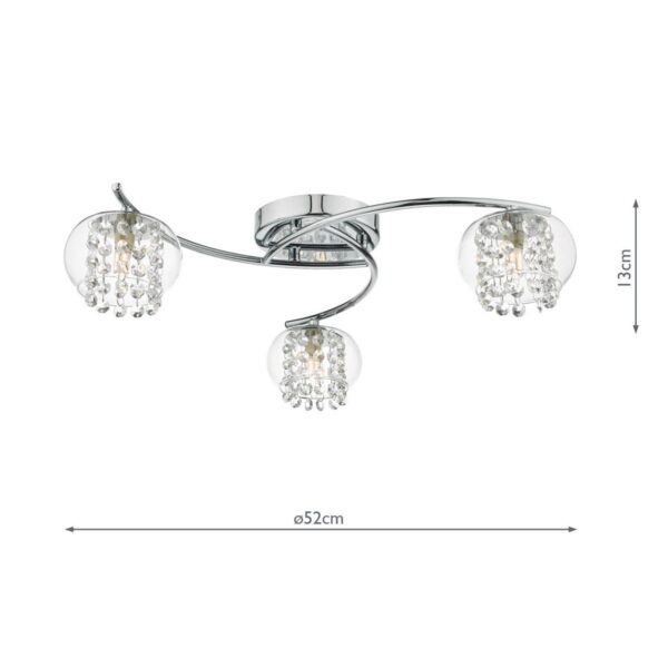 Elma 3 Light Semi Flush Polished Chrome Glass - Image 9