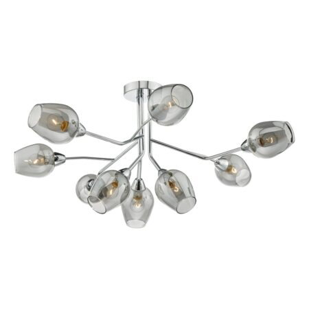 Eloise 9 Light Semi Flush Polished Chrome & Glass