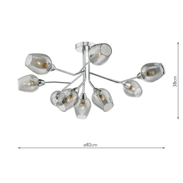 Eloise 9 Light Semi Flush Polished Chrome & Glass - Image 8