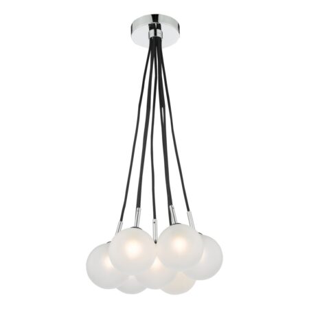 Elpis 7 Light Cluster Pendant Polished Chrome Opal Glass